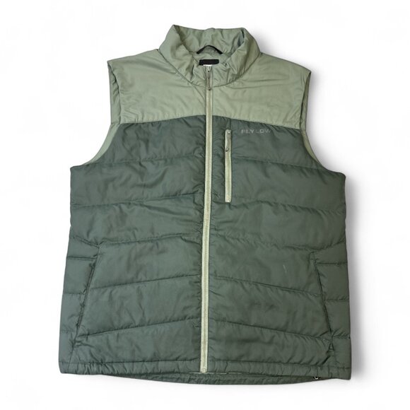 Flylow Down Puffer Vest Green Men's Size L Outdoor Zip Pockets - Picture 1 of 15